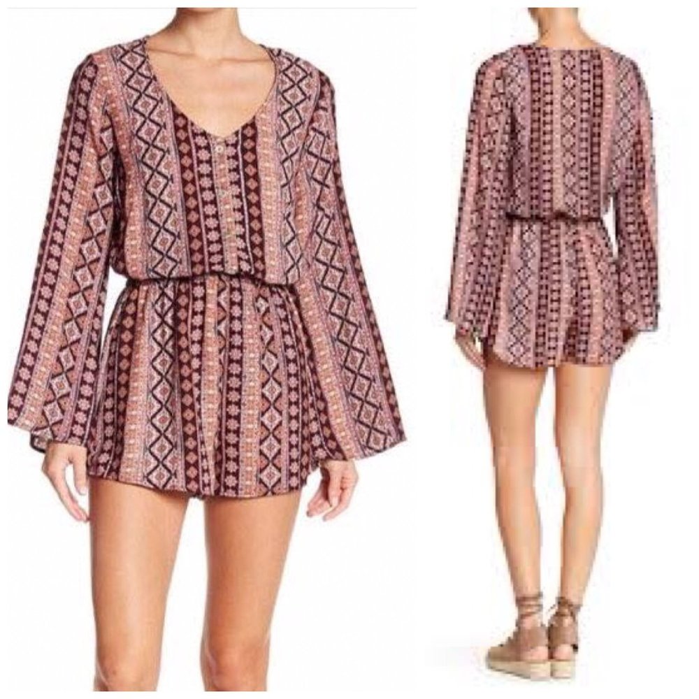 Show Me Your MuMu Brown and Orange Jumpsuit with Bohemian Flair